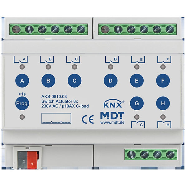 MDT technologies Schaltaktor 8-fach 6TE REG, 10A, 230VAC AKS-0810.03